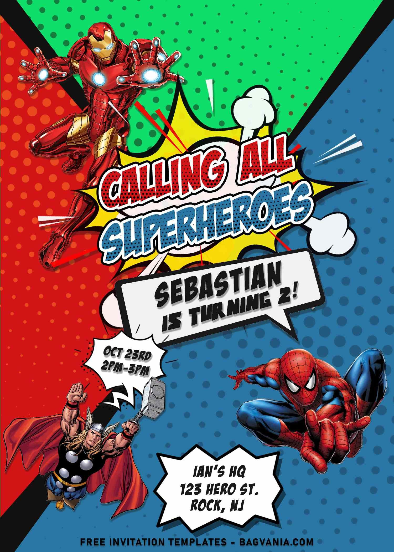 8+ Awesome Avengers Comic Birthday Invitation Templates For Your inside FREE Printable Avengers Birthday Invitations