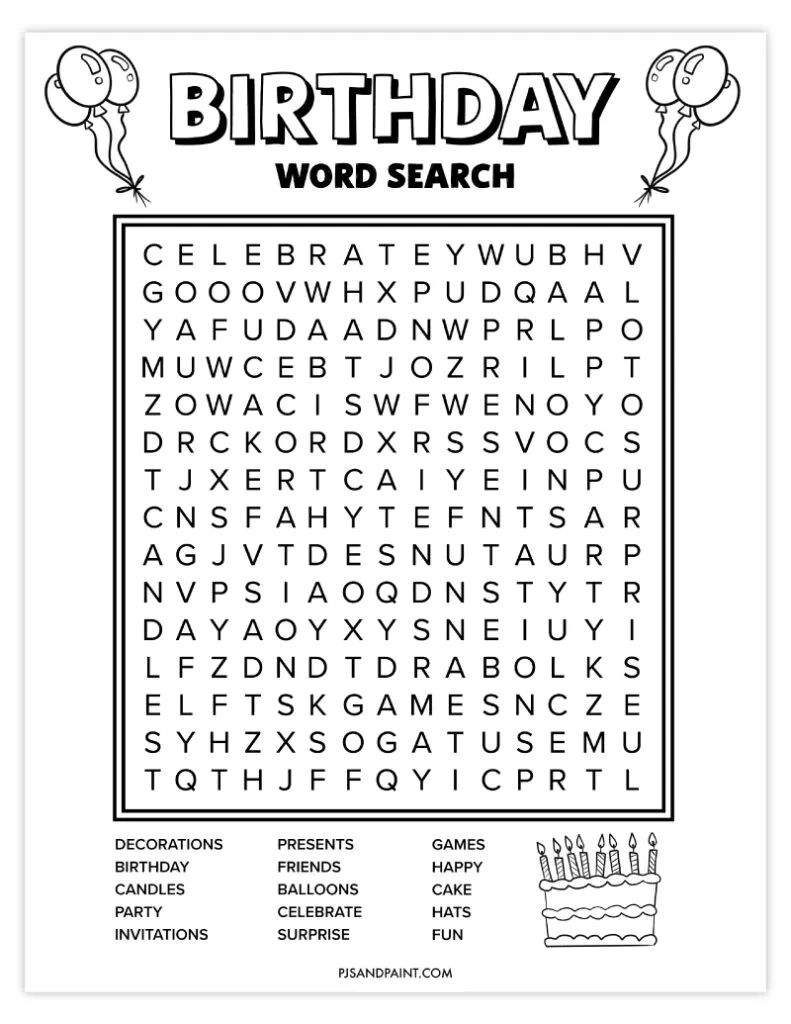 8 Free Printable Birthday Themed Games And Activities - Pjs And Paint with regard to FREE Printable Birthday Party Games For Adults