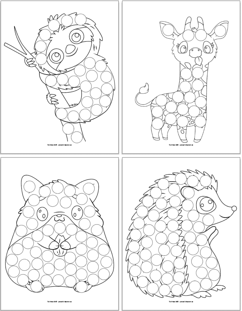 9+ Free Printable Cute Animal Dot Marker Coloring Pages - The intended for FREE Printable Bingo Dauber Art