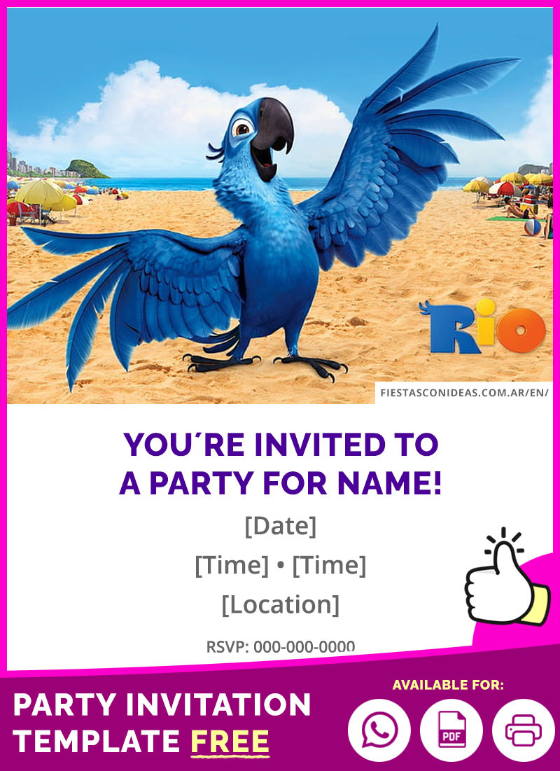 9 Free Rio (The Movie) Invitation Templates For Birthdays throughout FREE Printable Birthday Invitations Movie Theme