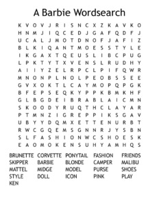 A Barbie Wordsearch - Wordmint inside FREE Printable Barbie Word Search