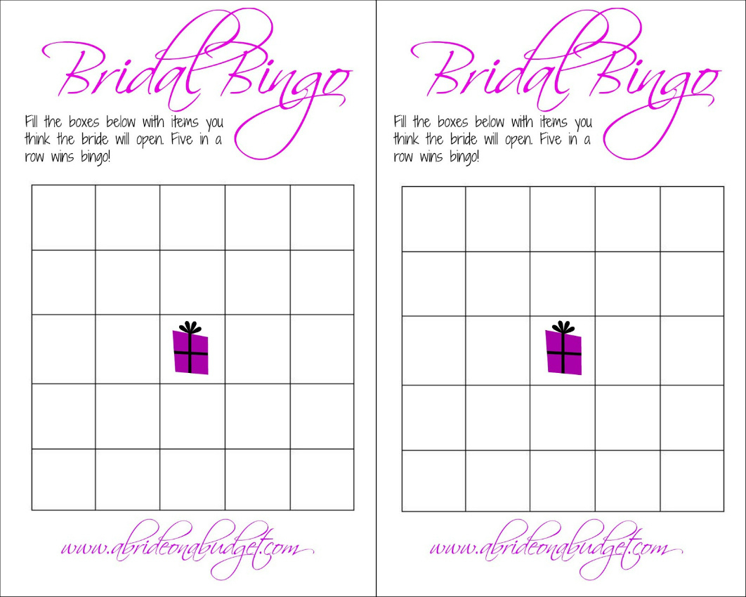 A Bride On A Budget: Bridal Bingo (And A Free Printable) intended for Free Printable Bridal Bingo Template