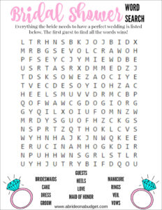 A Bride On A Budget: Bridal Shower Word Search Game (Free Printable) regarding FREE Printable Bridal Shower Word Search