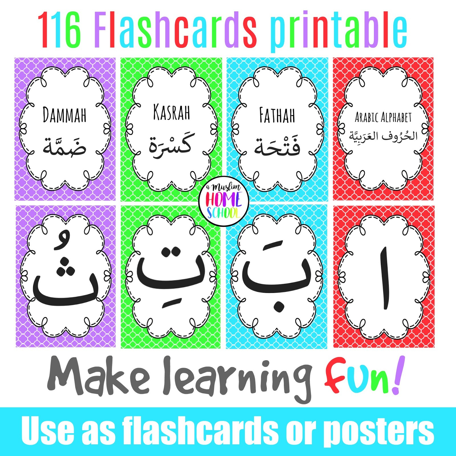 A Muslim Homeschool: Printable Arabic Alphabet Flashcard / Posters with regard to FREE Printable Arabic Alphabet Flash Cards