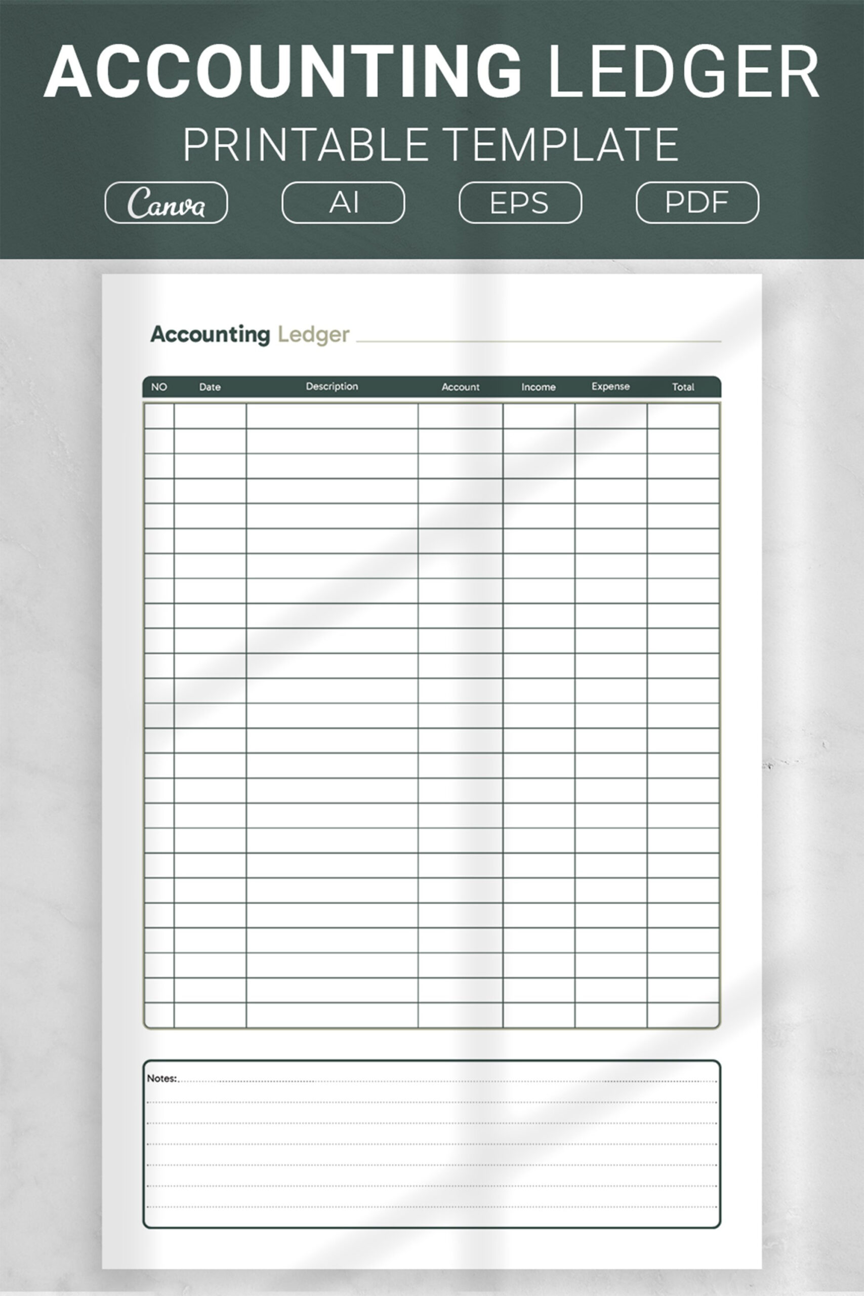 Accounting Ledger Printable Template (2820309) inside Free Printable Blank Ledger Sheets