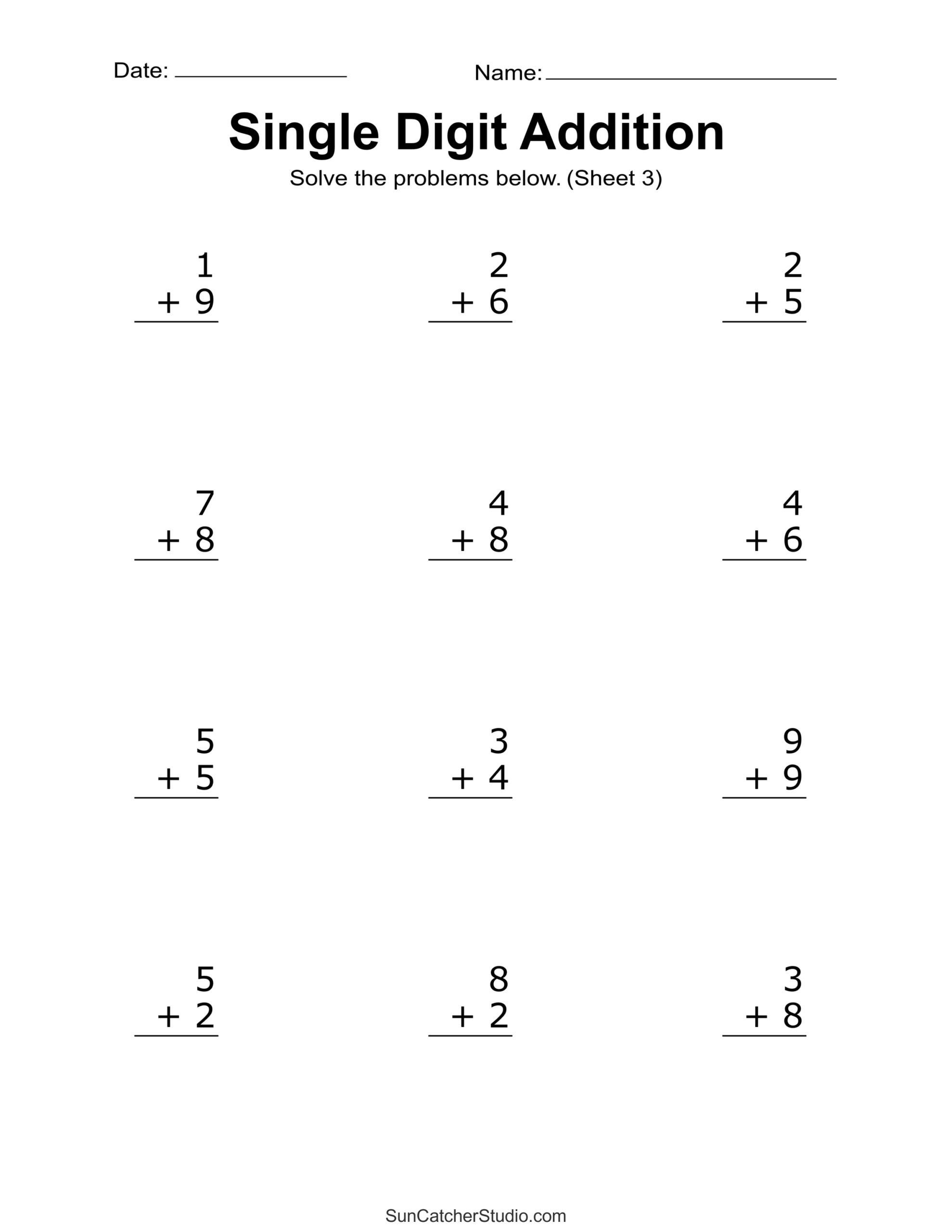 Addition Worksheets (Free Printable Easy Math Problems) – Free in FREE Printable Basic Math Worksheets