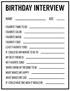 All About Me Printables {Interview Template} - Paper Trail Design within FREE Printable Birthday Interview Printable