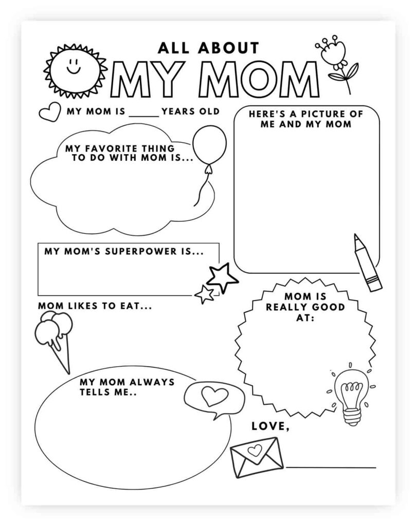 All About My Mom Printable (Free Worksheet) - Mindymakes inside Free Printable Are You My Mother Worksheets