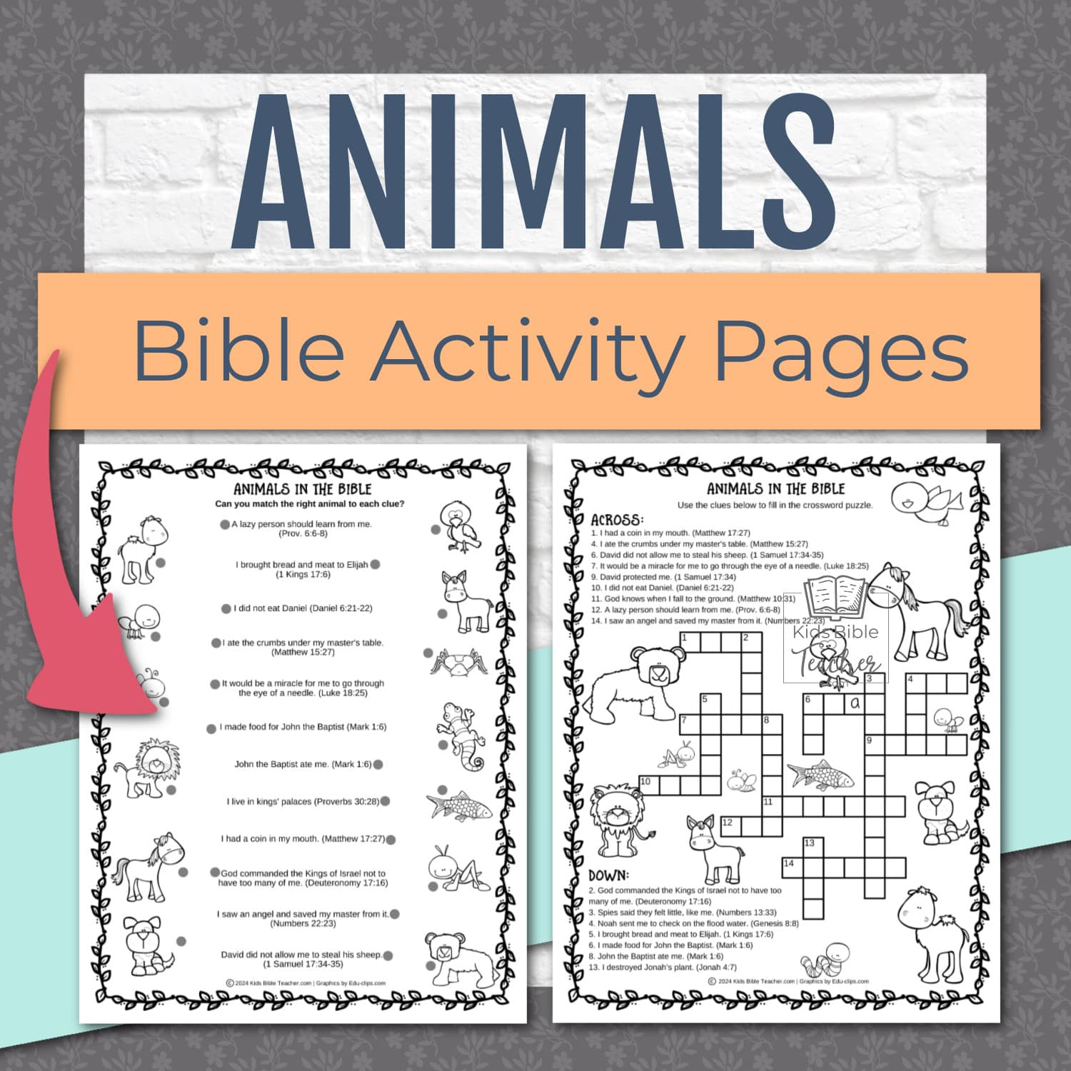 Animals In The Bible Activity Pages - Kids Bible Teacher intended for Free Printable Bible Activities For Youth