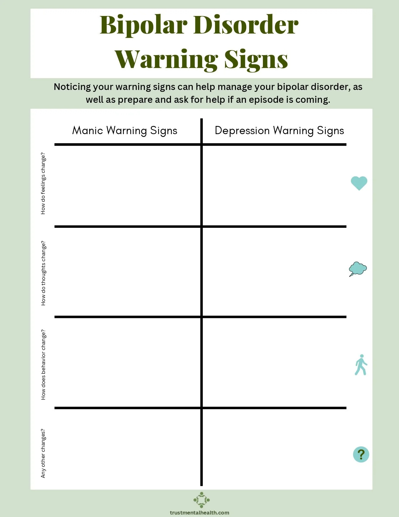Anxiety And Depression Worksheets | Trust Mental Health within Free Printable Bipolar Disorder Worksheets