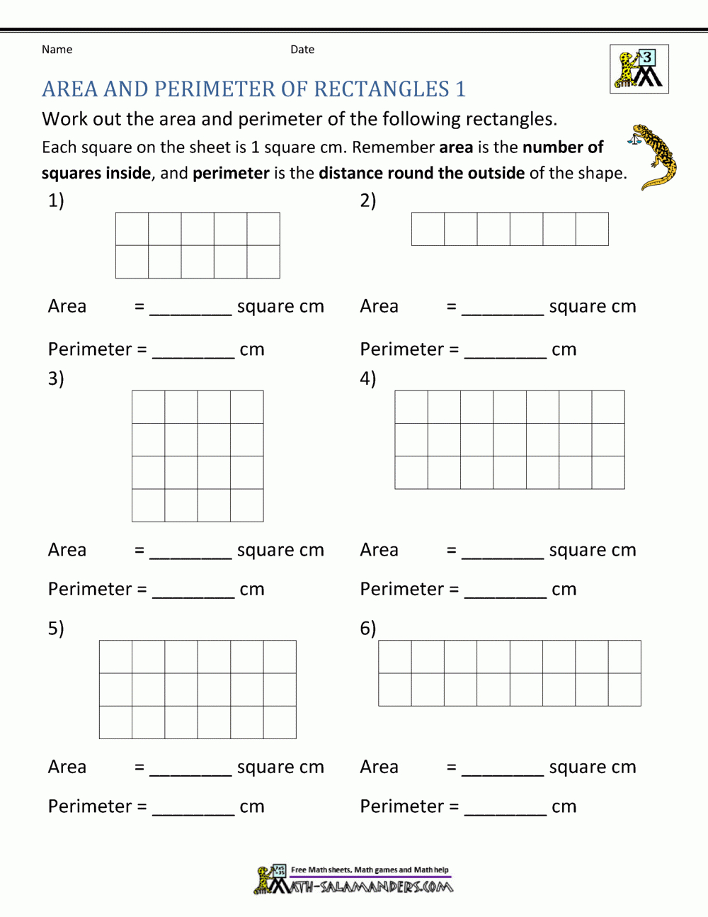 Area And Perimeter Of Rectangle inside Free Printable Area And Perimeter Worksheets