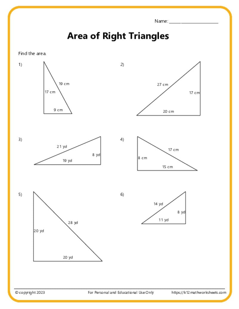 Area And Perimeter Of Triangles - K12 Math Worksheets in FREE Printable Area of Triangle Worksheets