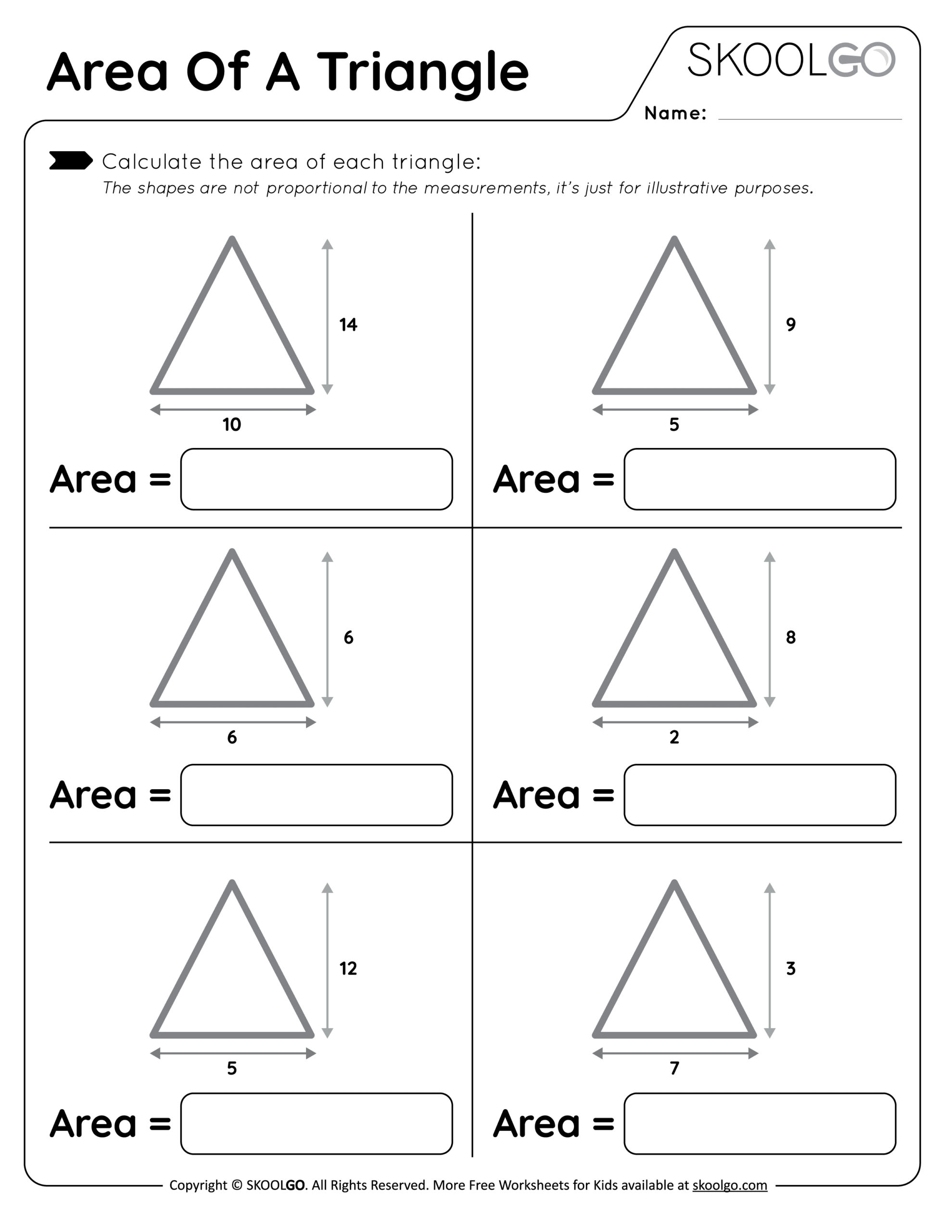 Area Of A Triangle - Free Worksheet For Kids - Skoolgo throughout FREE Printable Area of Triangle Worksheets