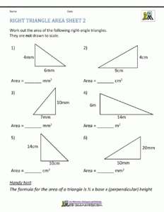 Area Of Right Triangle Worksheets regarding FREE Printable Area of Triangle Worksheets