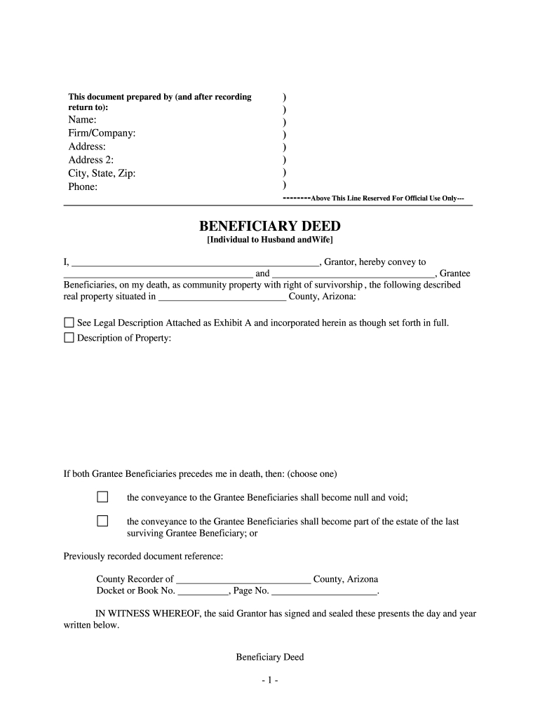 Arizona Beneficiary Deed Form: Pre-Built Template | Airslate Signnow regarding FREE Printable Beneficiary Deed Arizona