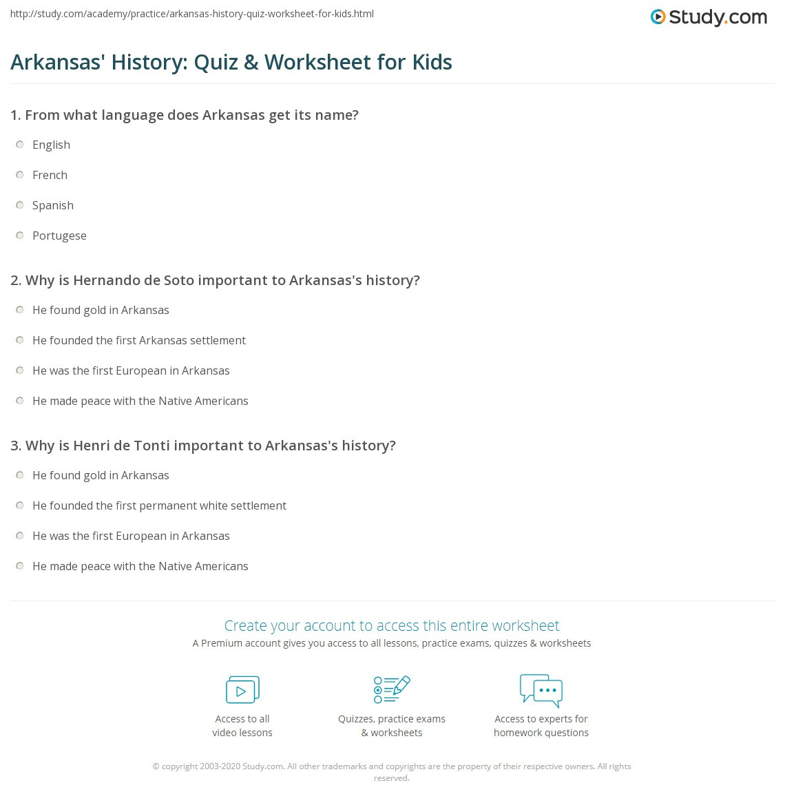 Arkansas&amp;#039; History: Quiz &amp;amp; Worksheet For Kids | Study pertaining to Free Printable Arkansas History Worksheets