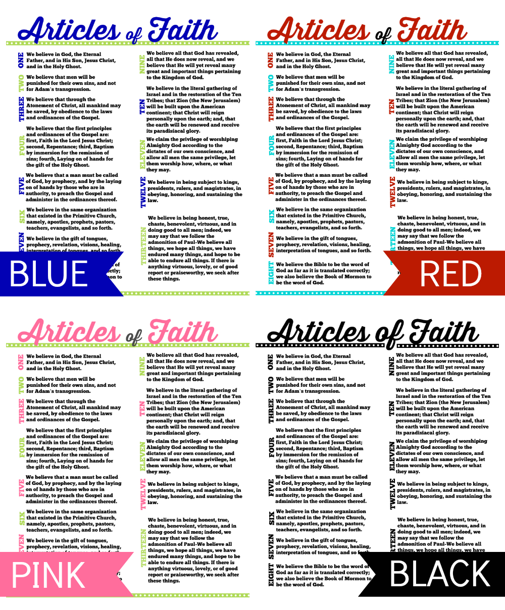 Articles Of Faith - Free Printable within Free Printable Articles Of Faith
