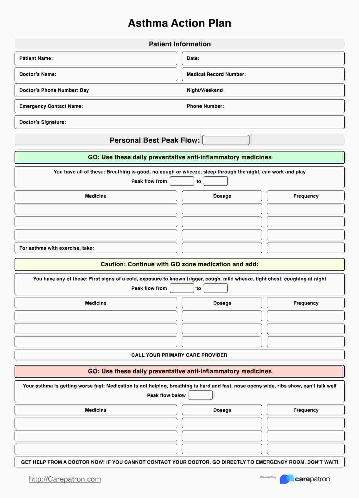 Asthma Action Plans regarding FREE Printable Asthma Action Plan