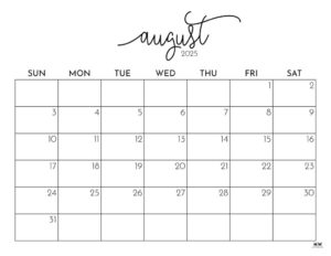 August 2025 Calendars - 107 Free Printables | Printabulls regarding Free Printable August Calendar 2025
