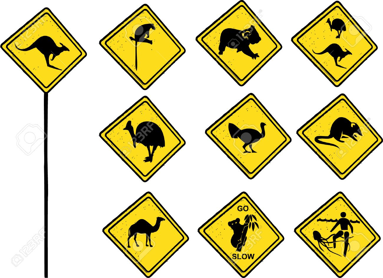 Australian Traffic Signs In With Different Wildlife On It (Cartoon intended for Free Printable Australian Road Signs