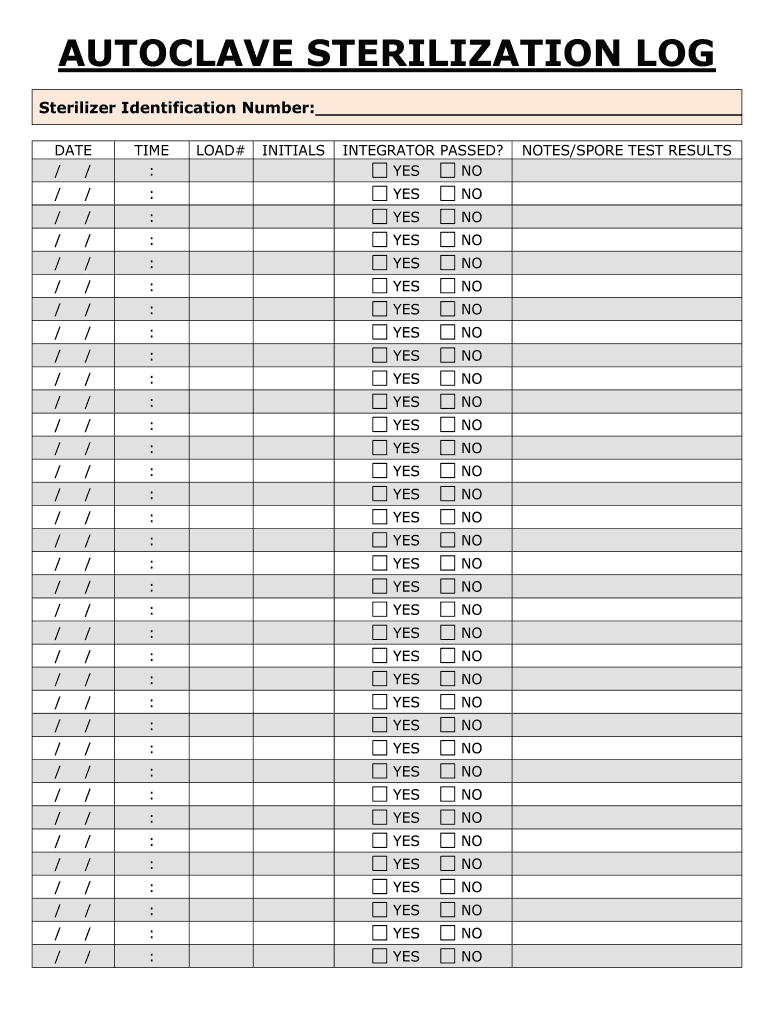 Autoclave Log Sheet: Fill Out & Sign Online | Dochub regarding FREE Printable Autoclave Sterilization Log Sheet