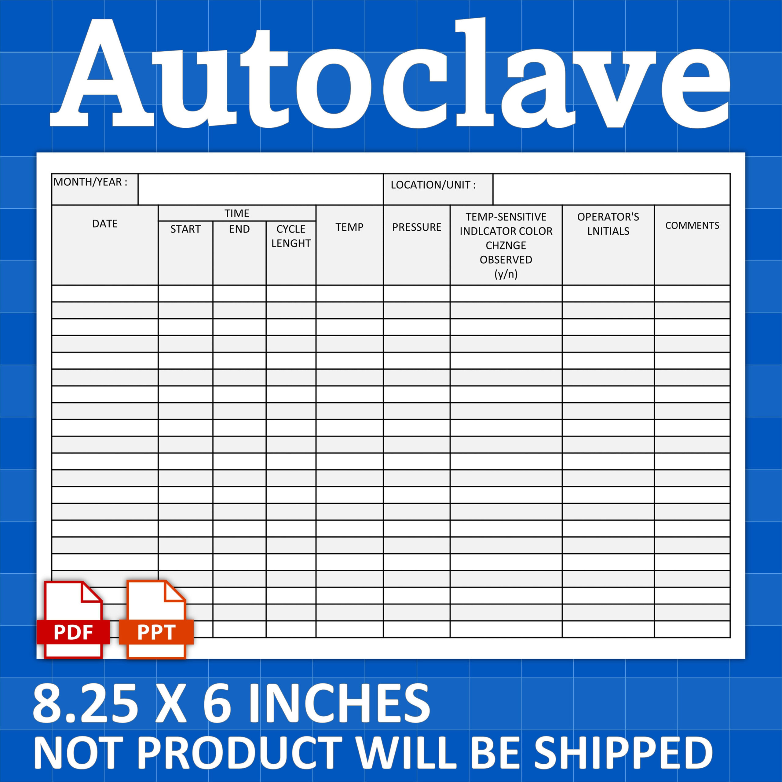 Autoclave Sterilization Log Printable: Track Processes (Pdf) - Etsy Uk for FREE Printable Autoclave Sterilization Log Sheet