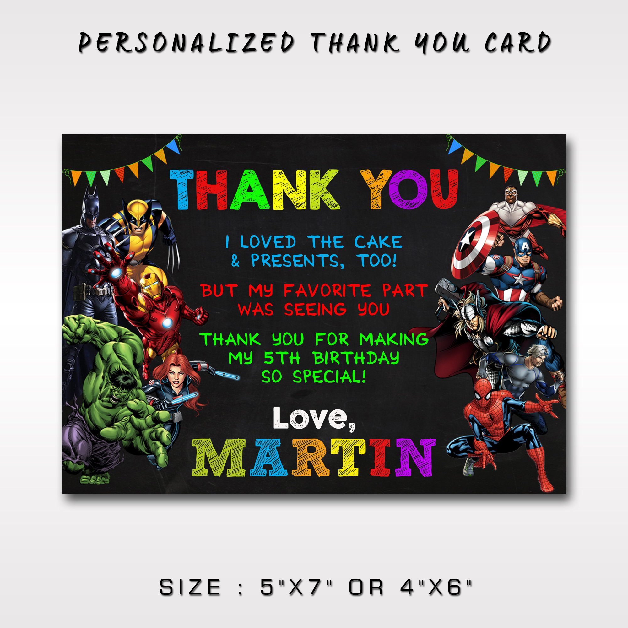 Avengers Thank You Card: Personalized Superheroes Note (Digital within FREE Printable Avengers Thank You Cards