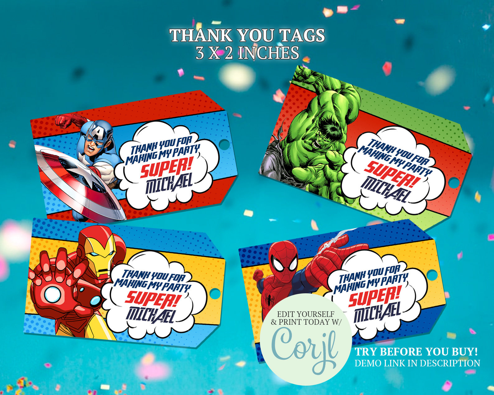 Avengers Thank You Tags: Superhero Birthday Party Favors throughout FREE Printable Avengers Thank You Tags