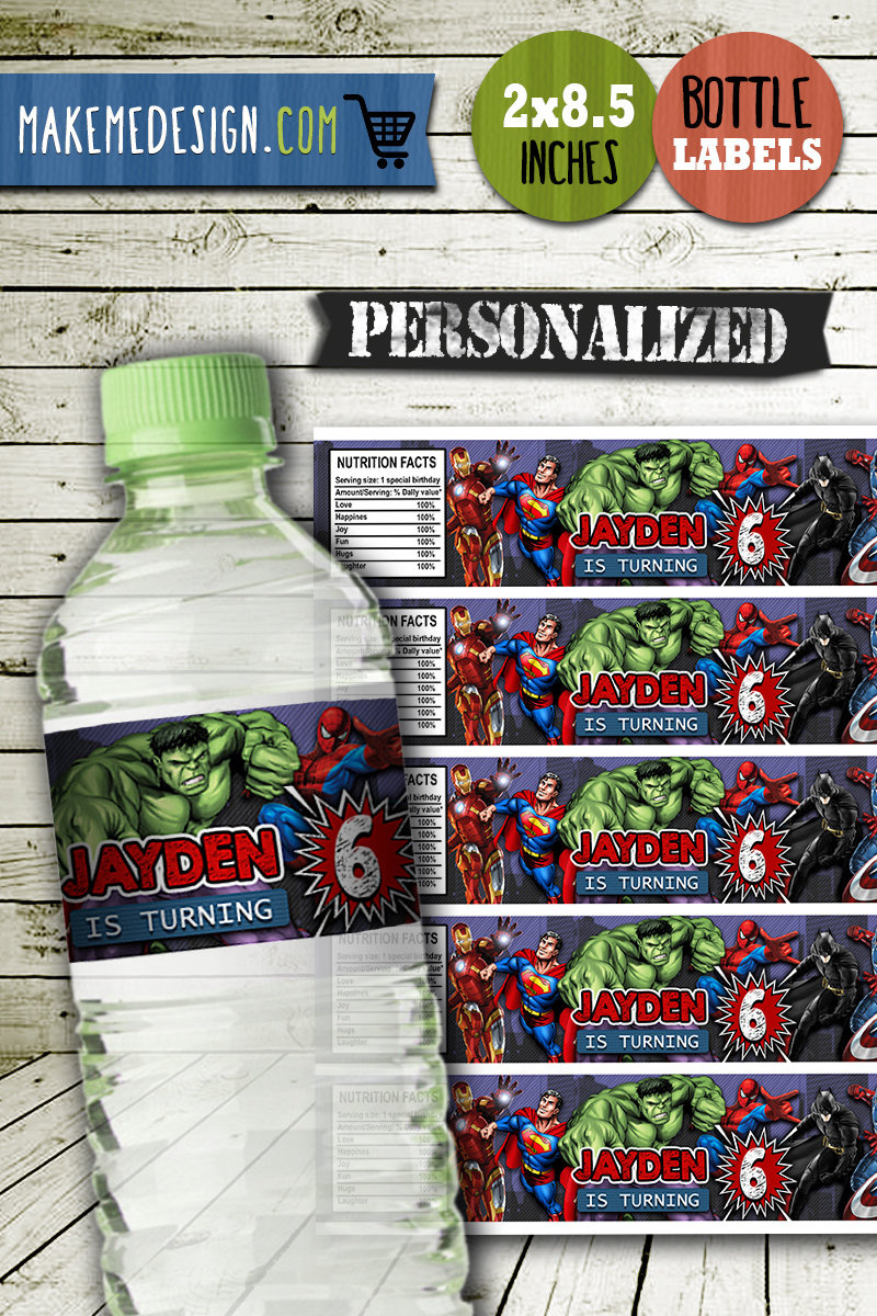 Avengers Water Bottle Labels, Avengers Bottle Labels in Free Printable Avengers Water Bottle Labels