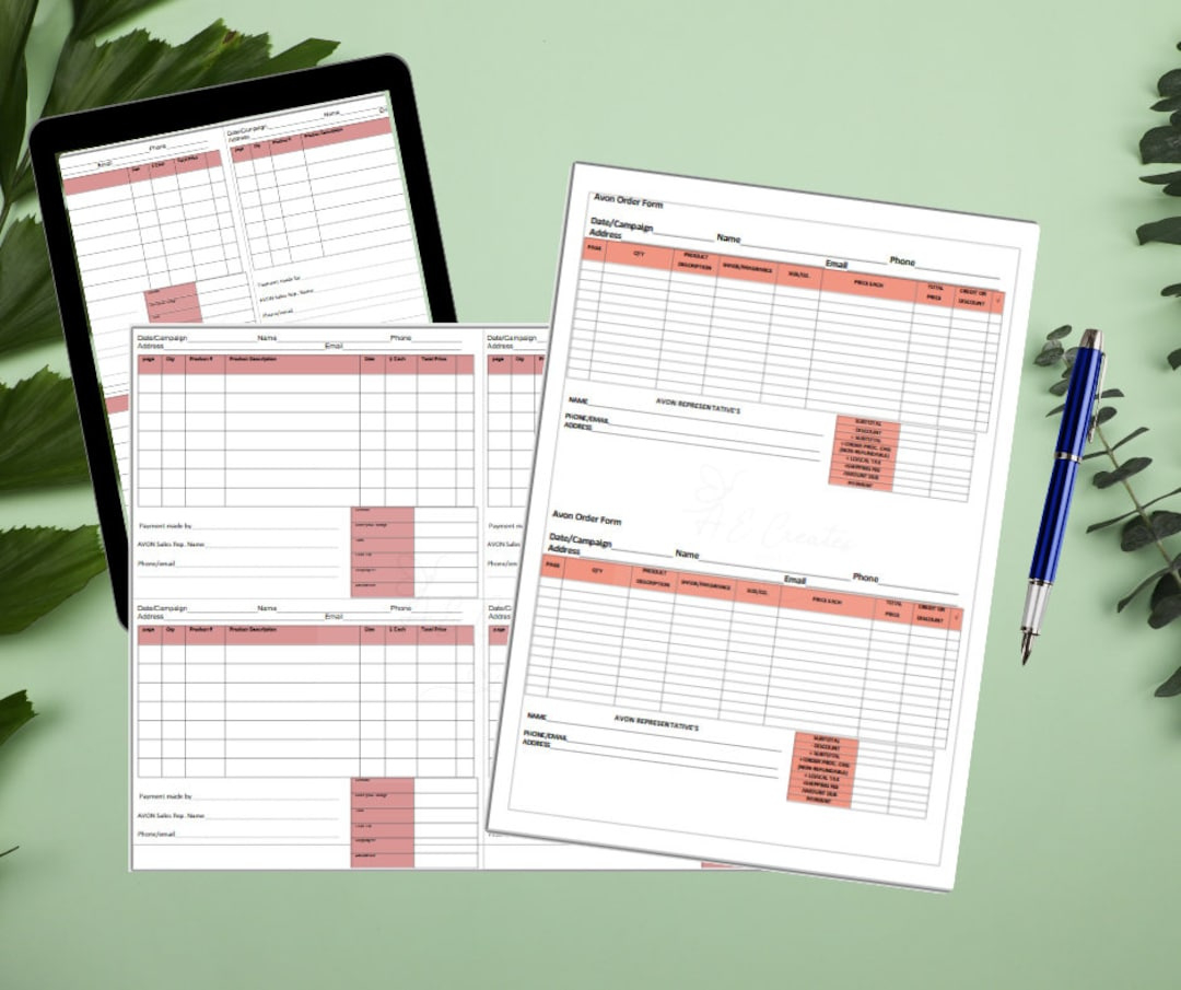 Avon Bestellscheine Rechnungsformulare Digital Und/Oder Druckbar for FREE Printable Avon Order Form