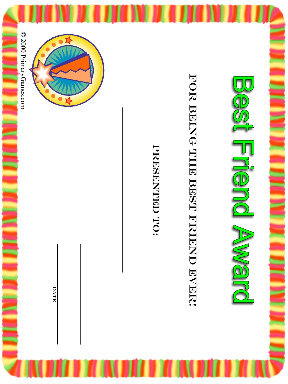 Award Certificates - Primarygames - Free Printable Worksheets within FREE Printable Best Friend Certificate