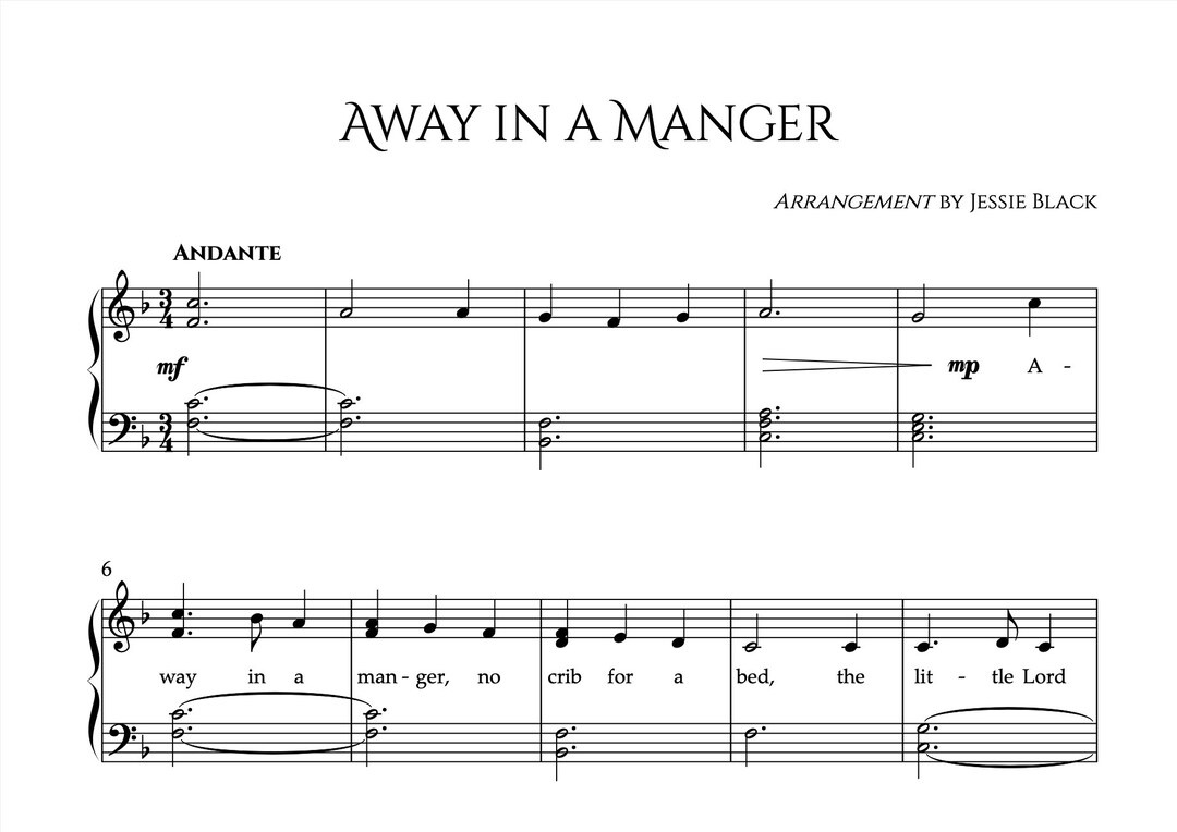 Away In A Manger Easy Piano Sheet Music, Easy Christmas Piano intended for Free Printable Away In A Manger Piano Sheet Music