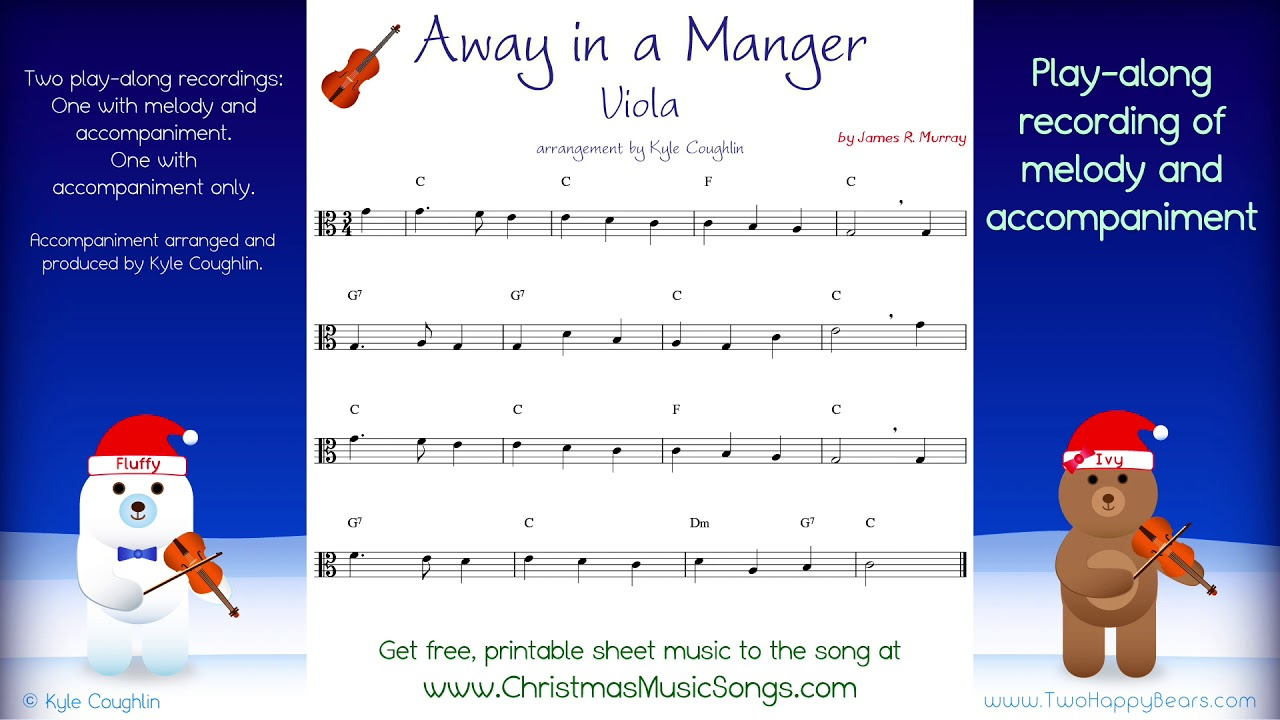 Away In A Manger For Viola - Free Sheet Music pertaining to Free Printable Away In A Manger Sheet Music