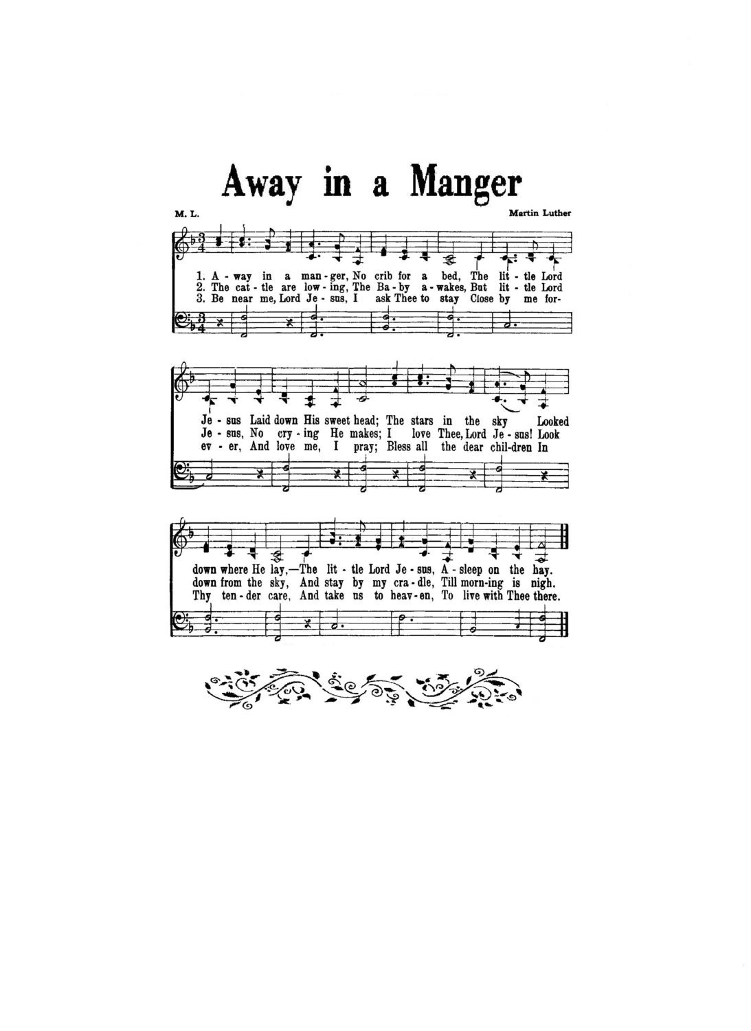 Away In A Manger Hymn Digital Sheet Music Christmas Martin Luther within Free Printable Away In A Manger Sheet Music