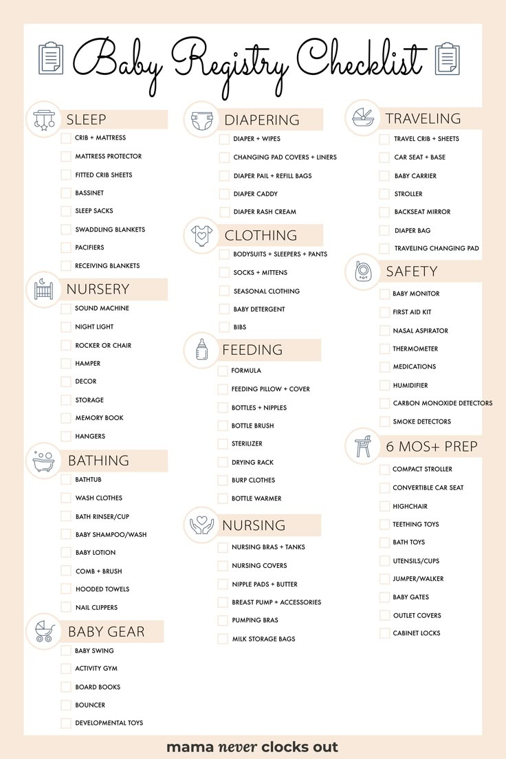 Baby Registry Checklist + Free Printable Registry Checklist in Free Printable Baby Registry Checklist