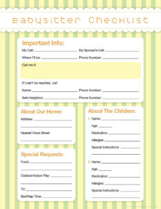 Babysitter Checklist - Imom within FREE Printable Babysitter Information Sheet