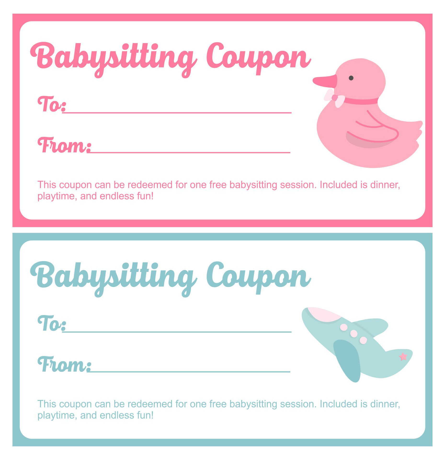 Babysitting Voucher Template - 10 Free Pdf Printables | Printablee for FREE Printable Babysitting Gift Certificate