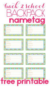 Back To School Backpack Name Tag throughout Free Printable Backpack Name Tags