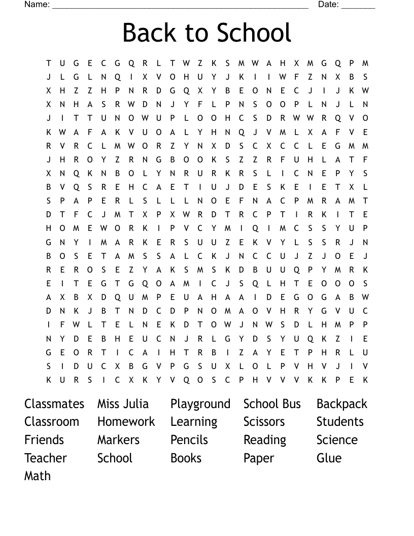 Back To School Word Search - Wordmint with regard to FREE Printable Back to School Word Search