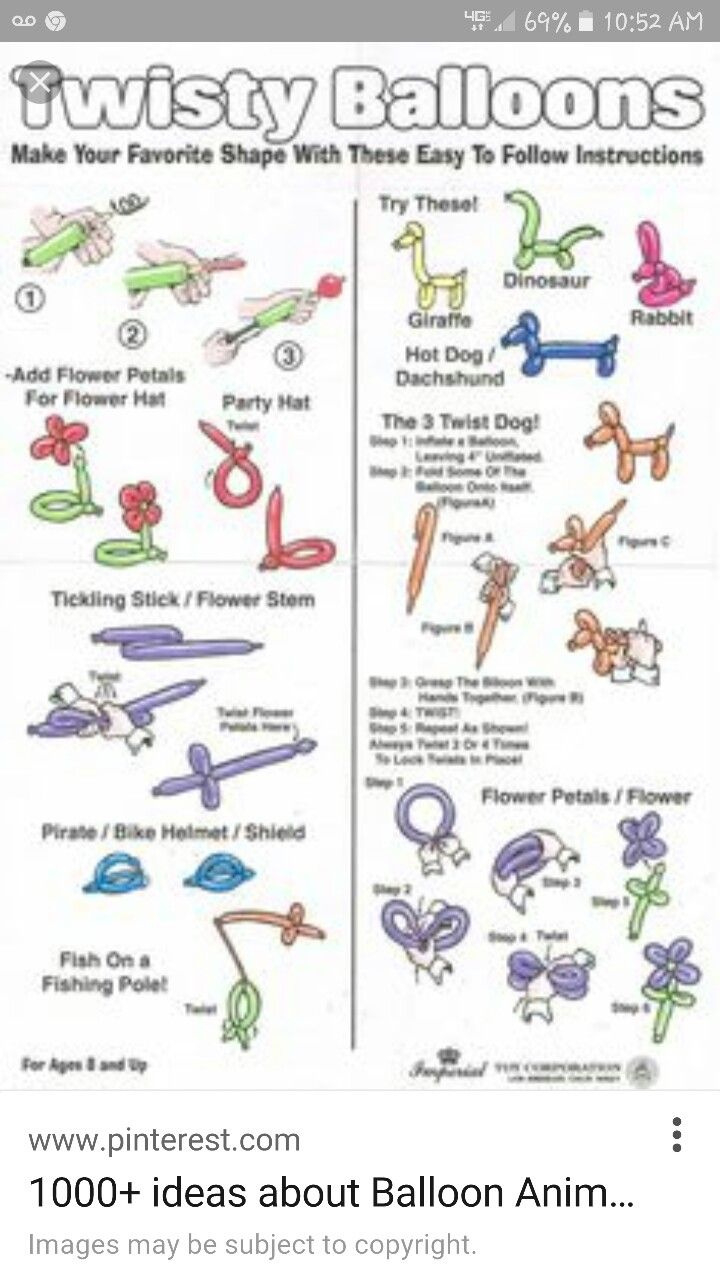 Balloon Animals How To&amp;#039;S Sword.flower,Etc within FREE Printable Balloon Animal Instructions
