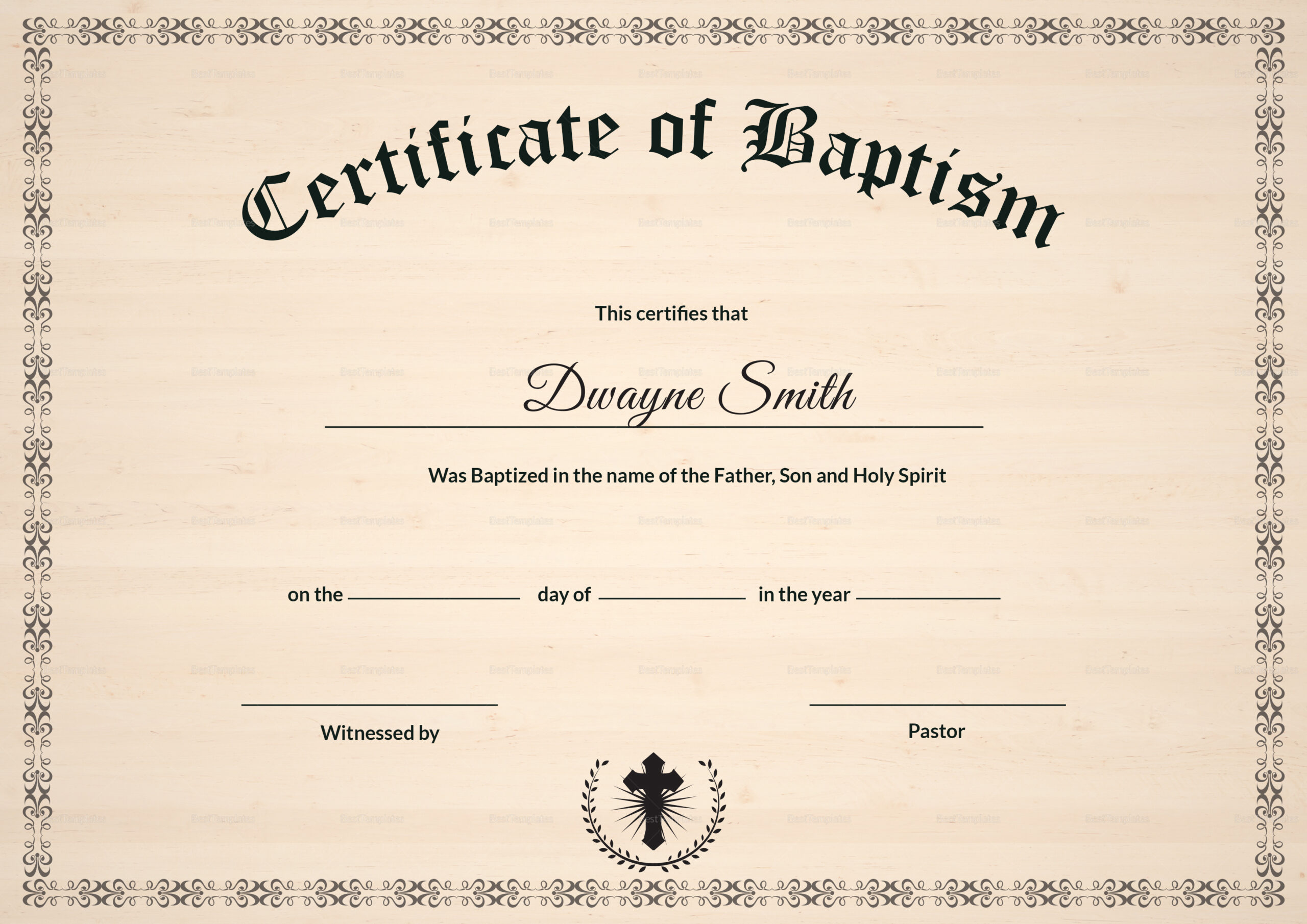 Baptism Certificate Design Template In Psd, Word with regard to Free Printable Baptism Certificate Template