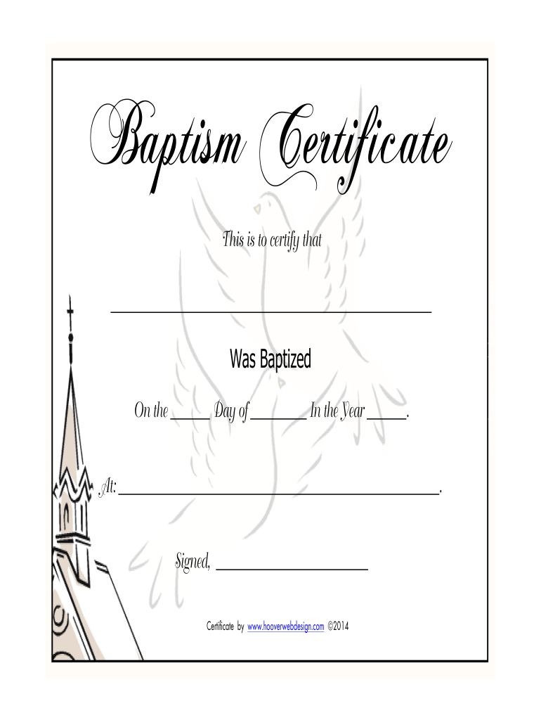 Baptism Certificate Form - Fill Online, Printable, Fillable, Blank for FREE Printable Baptism Certificate Template