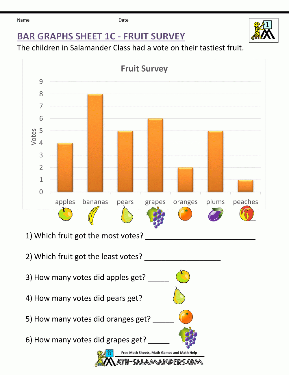 Bar Graphs First Grade inside FREE Printable Bar Graph Worksheets