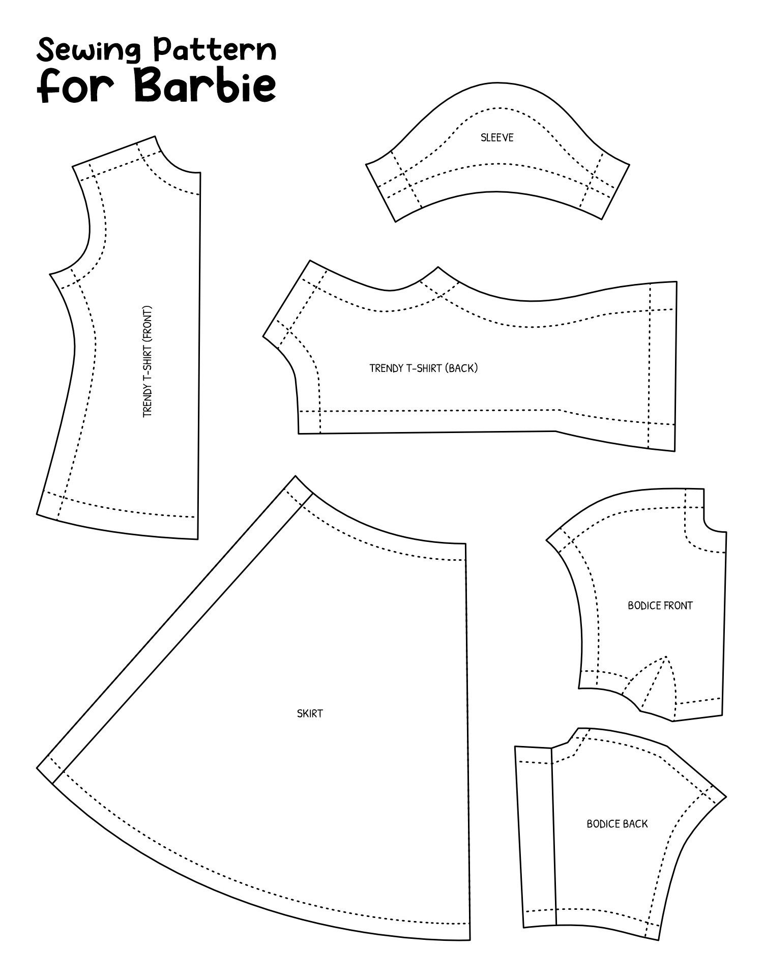 Barbie Clothes Templates - 20 Free Pdf Printables | Printablee throughout FREE Printable Barbie Doll Sewing Patterns Template