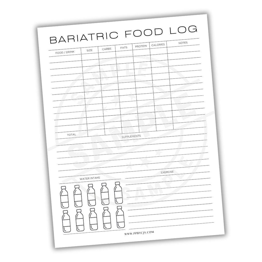 Bariatric Food Log | Gastric Bypass Post Surgery Nutrition Journal regarding Free Printable Bariatric Food Journal