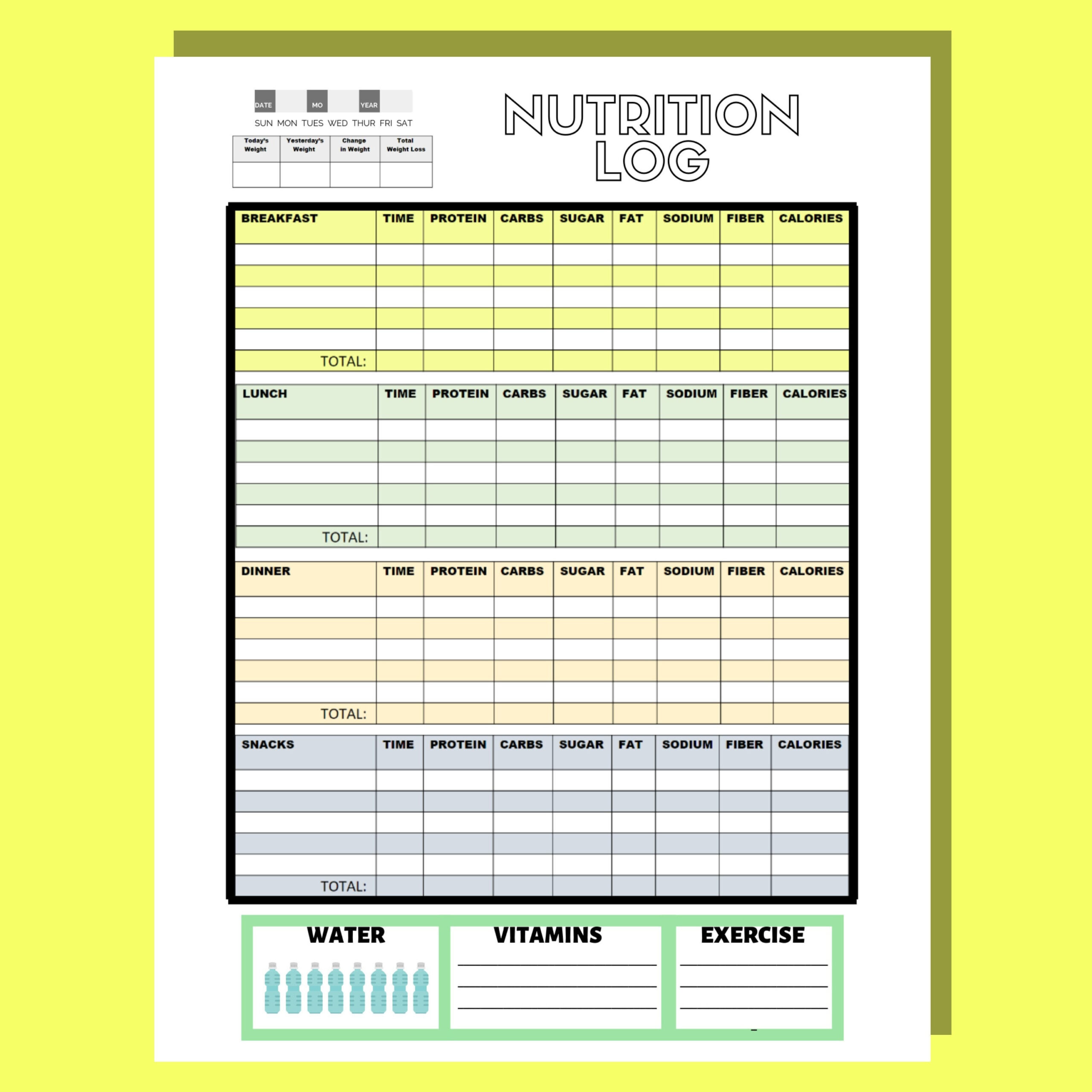 Bariatric Nutrition Log, Bariatric Patient, Nutrition Log with FREE Printable Bariatric Food Journal