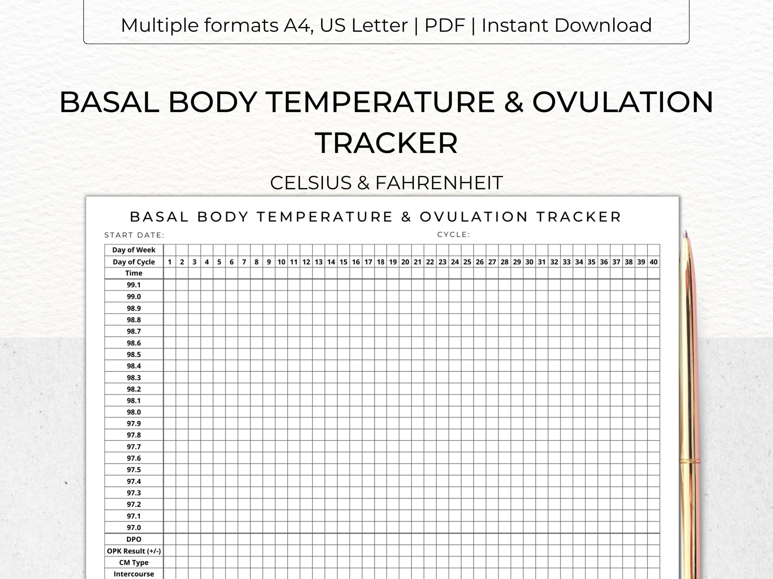 Basal Body Temperature &amp;amp; Ovulation Tracker Printable - Bbt Chart in FREE Printable Bbt Chart Printable
