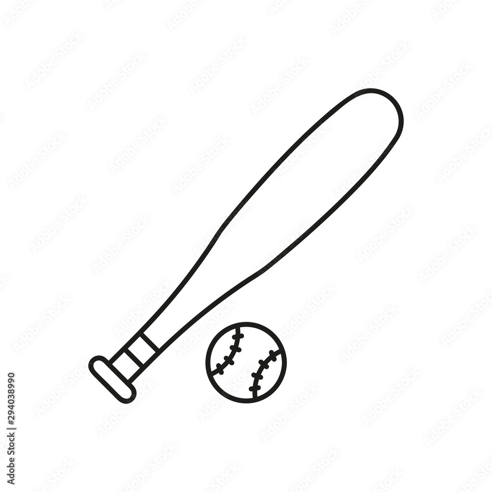 Baseball Bat And Ball. High Quality Black Outline Pictogram For for FREE Printable Baseball Bat Template