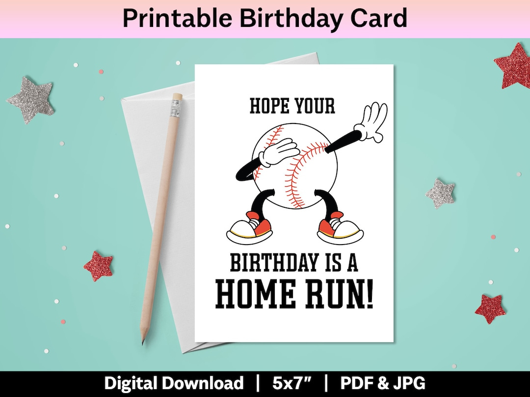 Baseball Birthday Card Printable Happy Birthday Diy Card For Son throughout FREE Printable Baseball Birthday Card