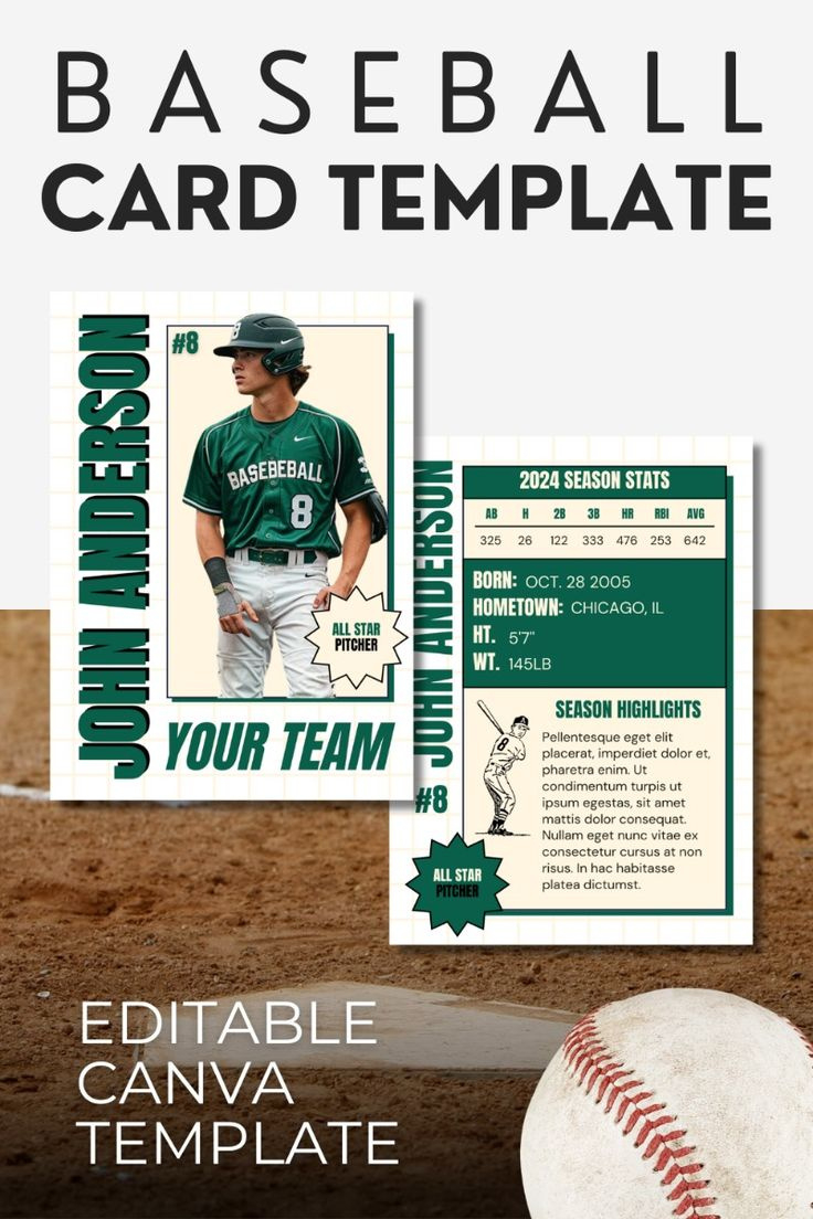 Baseball Card Template Canva - Diy - Make Your Own regarding Free Printable Baseball Card Checklist